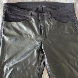 Black Pleather and Denim Pants